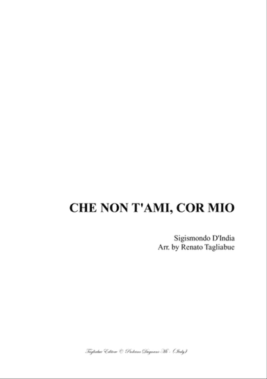 CHE NON T'AMI, COR MIO - Sigismondo d'India - Arr. for SSTTB Choir