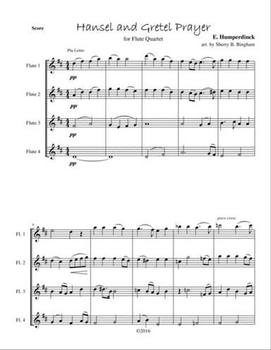 Hansel and Gretel Prayer for Flute Quartet