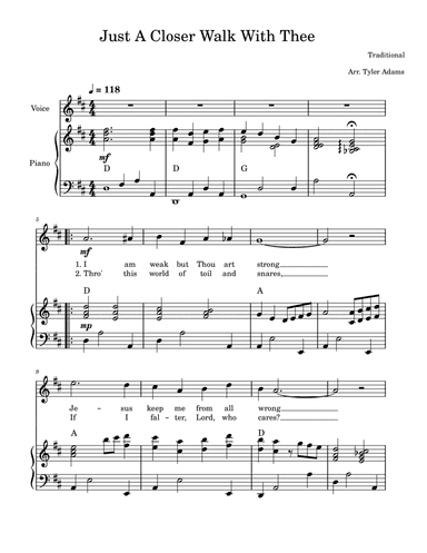 Just A Closer Walk With Thee (Unison Choir)