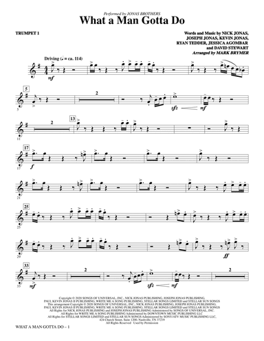 What a Man Gotta Do (arr. Mark Brymer) - Bb Trumpet 1