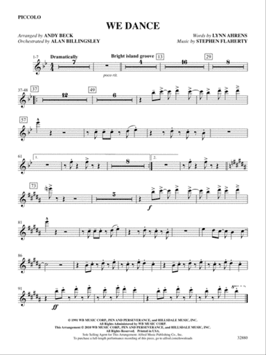 We Dance (from the musical Once on This Island): Piccolo