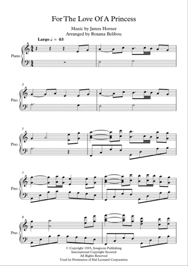 For The Love Of A Princess from the Twentieth Century Fox Motion Picture BRAVEHEART