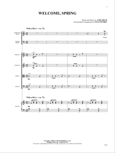 Welcome, Spring: Score