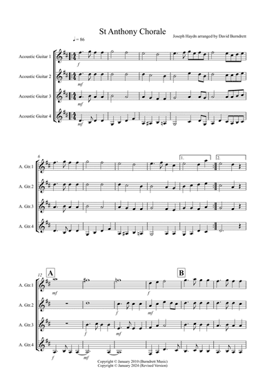 St Anthony Chorale for Guitar Quartet