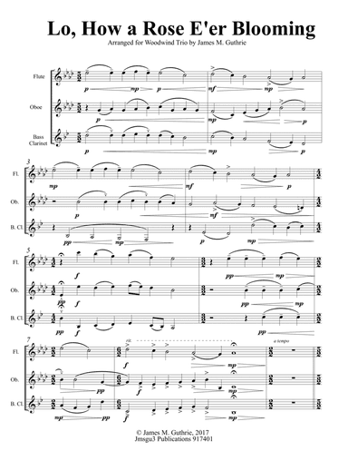 Lo, How a Rose E'er Blooming for Woodwind Trio