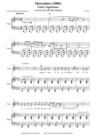 "Marechiare" Lower key (B-flat minor)