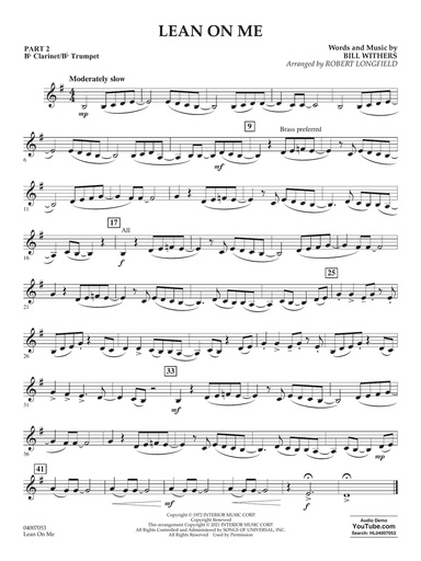 Lean on Me (arr. Robert Longfield) - Pt.2 - Bb Clarinet/Bb Trumpet