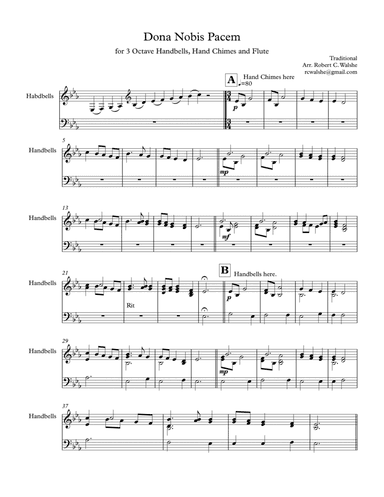 Dona Nobis Pacem for 3 octave bells, handchimes and a solo flute. (TL)