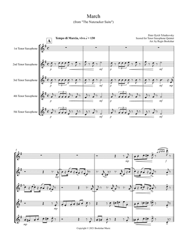 March (from "The Nutcracker Suite") (F) (Tenor Saxophone Quintet)