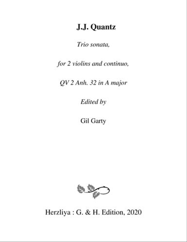 Trio sonata QV 2 Anh. 32 for 2 violins and continuo in A major