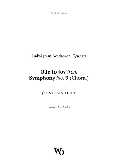 Ode to Joy by Beethoven for Violin Duet