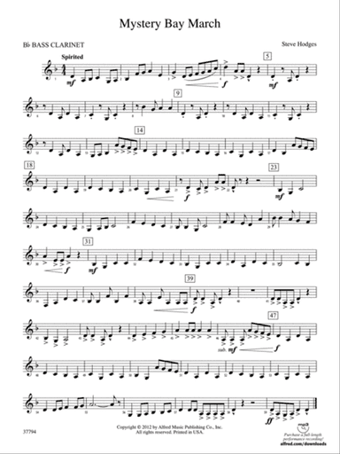 Mystery Bay March: B-flat Bass Clarinet