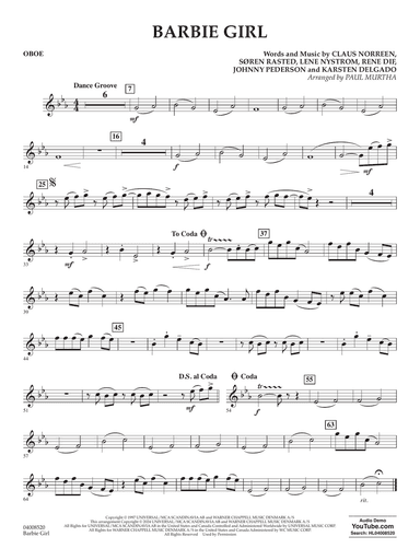 Barbie Girl (arr. Paul Murtha) - Oboe