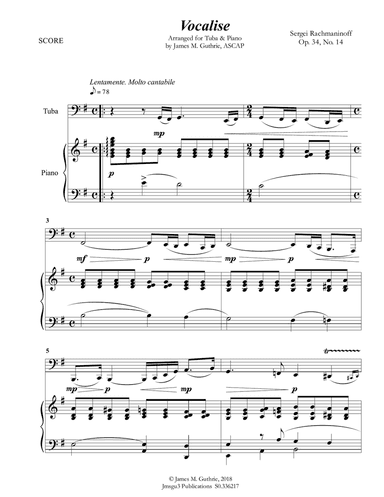 Rachmaninoff: Vocalise for Tuba & Piano