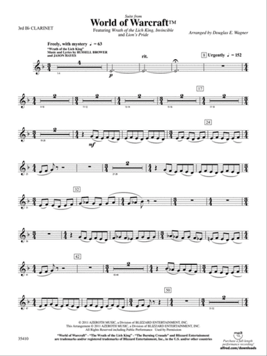 World of Warcraft, Suite from: 3rd B-flat Clarinet