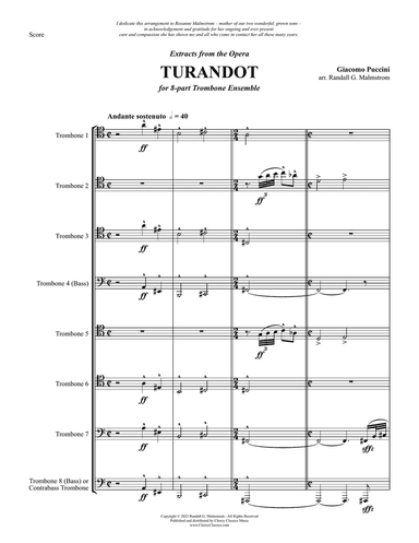 Turandot - Extracts from the Opera for 8-part Trombone Ensemble