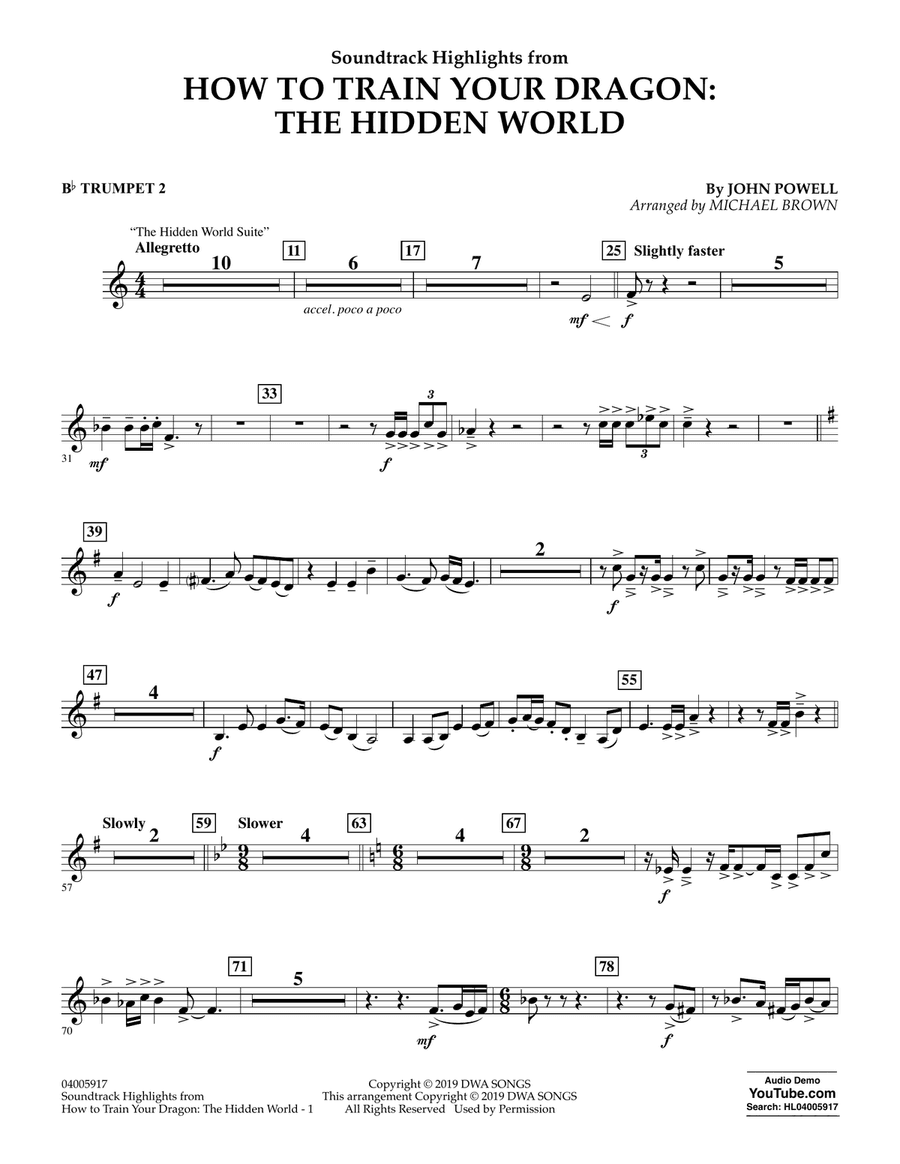 How To Train Your Dragon: The Hidden World (arr. Michael Brown) - Bb Trumpet 2