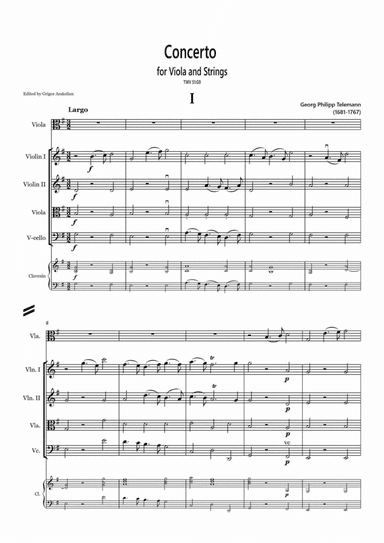 Georg Philipp Telemann. Viola Concerto TWV 51:G9