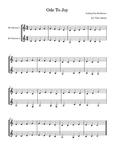 Ode To Joy (Easy Clarinet Duet)