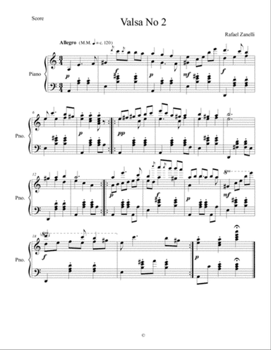 Valsa No. 02 para Piano in Am
