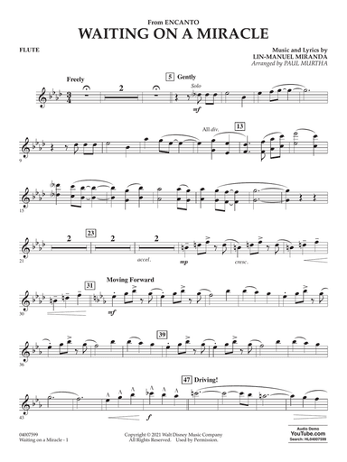 Waiting On A Miracle (from Encanto) (arr. Paul Murtha) - Flute