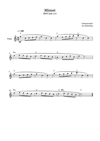 Minuet - Bach for Violin