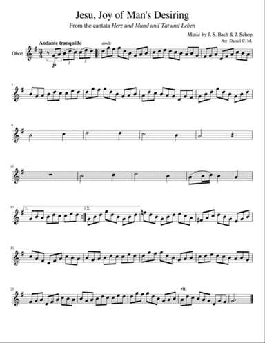 Jesu, Joy of Man's Desiring (oboe and piano)