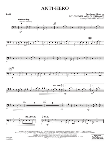 Anti-Hero (arr. Larry Moore) - Bass