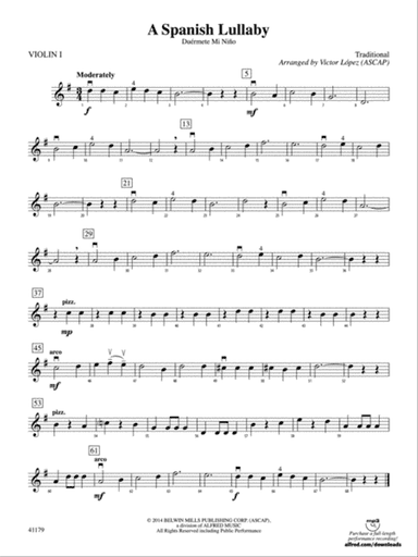 A Spanish Lullaby: 1st Violin