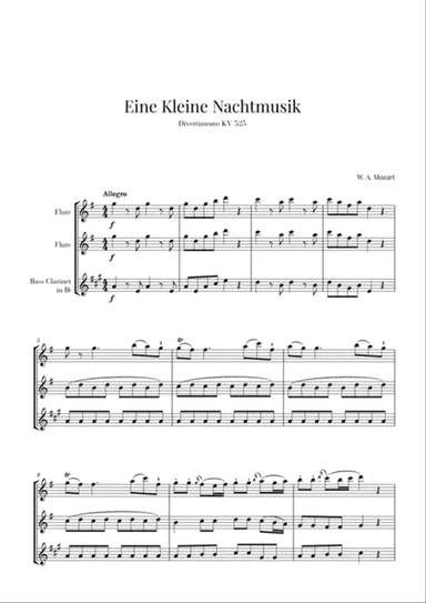 Eine Kleine Nachtmusik for 2 Flutes and Bass Clarinet