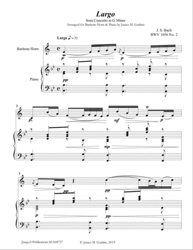 Bach: Largo from Concerto BWV 1056 for Baritone Horn & Piano