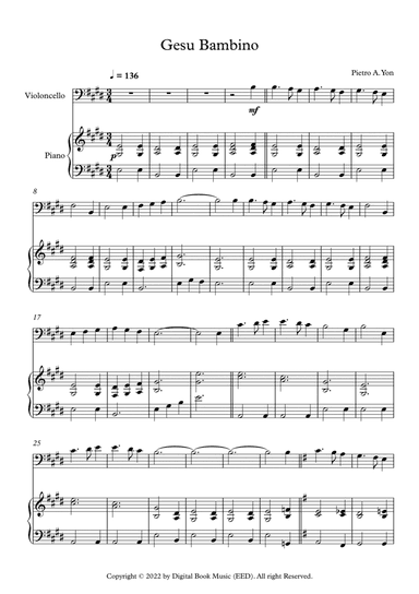 Gesu Bambino (The Infant Jesus) - Pietro A. Yon (Cello + Piano)