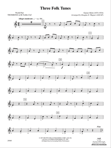 Three Folk Tunes: (wp) 1st B-flat Trombone T.C.