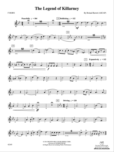The Legend of Killarney: 1st F Horn