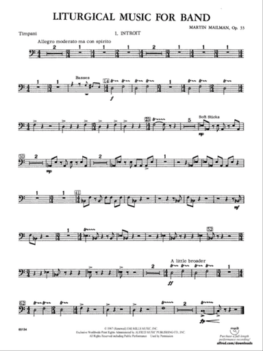 Liturgical Music for Band, Op. 33: Timpani