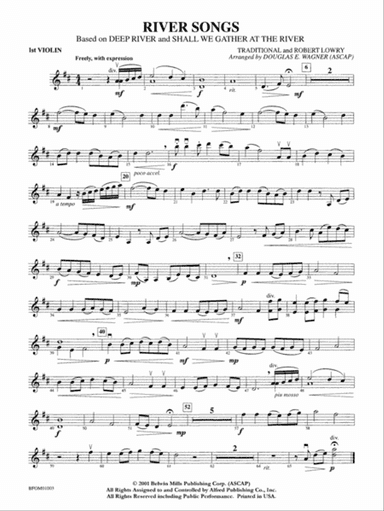 River Songs (based on "Deep River" and "Shall We Gather at the River"): 1st Violin