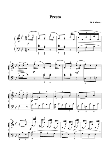 Mozart Presto in Bb Major
