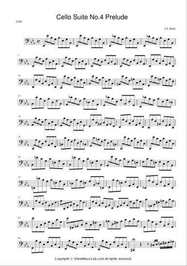 J. S. Bach : Cello Suite No.4 Prelude