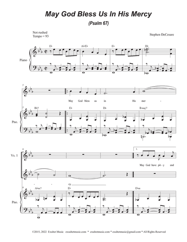 May God Bless Us In His Mercy (Psalm 67) (Unison choir)
