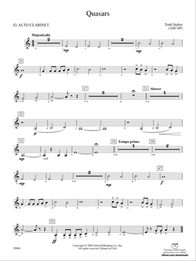 Quasars: (wp) E-flat Alto Clarinet