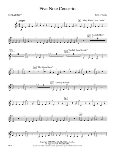 Five-Note Concerto: 1st B-flat Clarinet