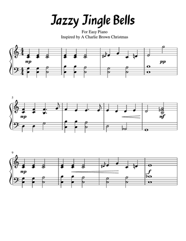 Jazzy Jingle Bells for Easy Level 2 Piano in the Style of A Charlie Brown Christmas