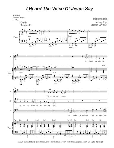 I Heard The Voice Of Jesus Say (SATB)