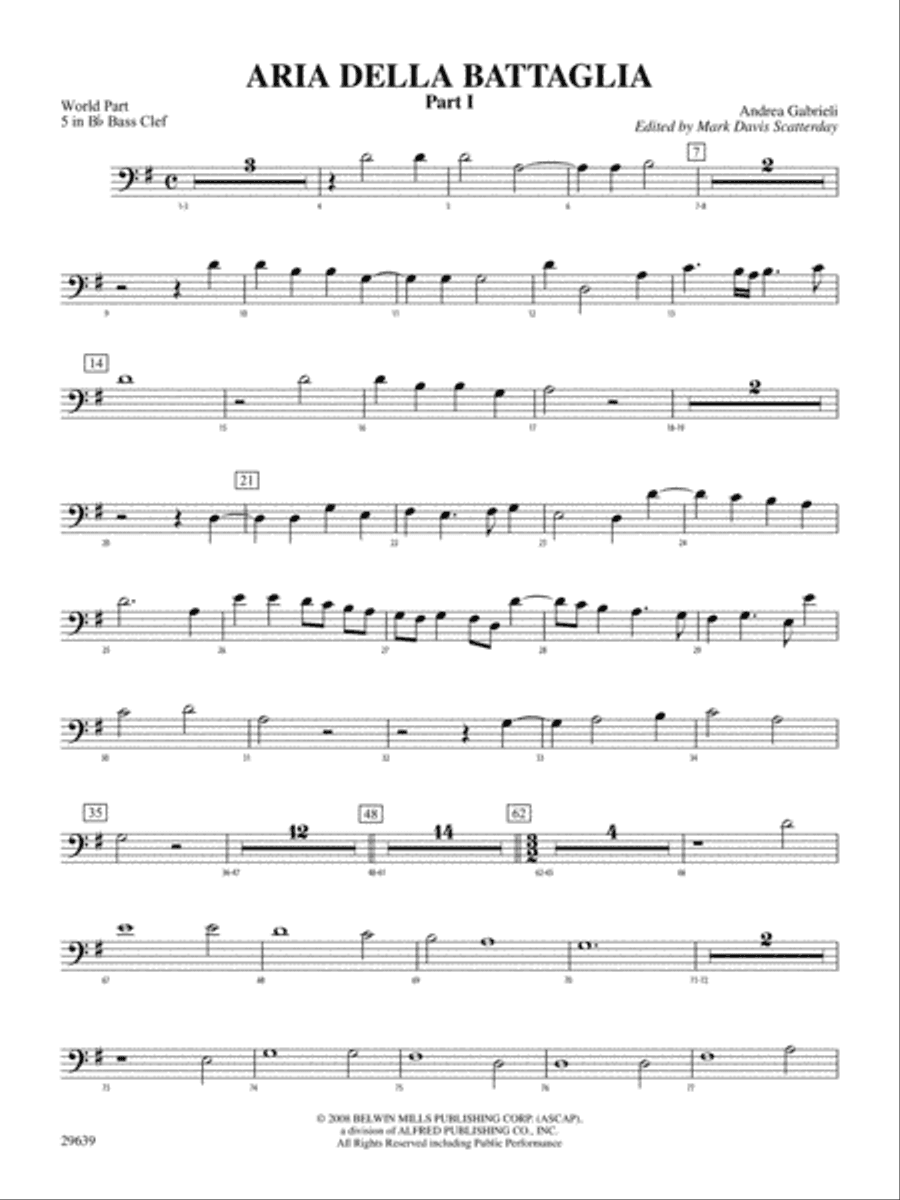 Aria Della Battaglia: (wp) 5 in Bb Bass Clef