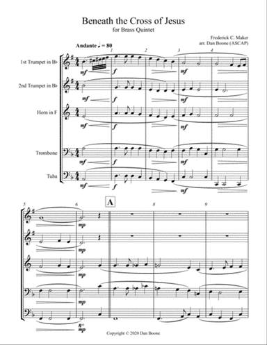 Beneath the Cross of Jesus for Brass Quintet
