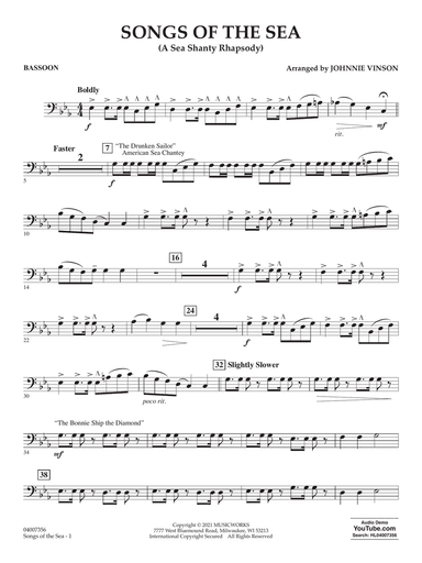 Songs of the Sea (A Sea Shanty Rhapsody) - Bassoon