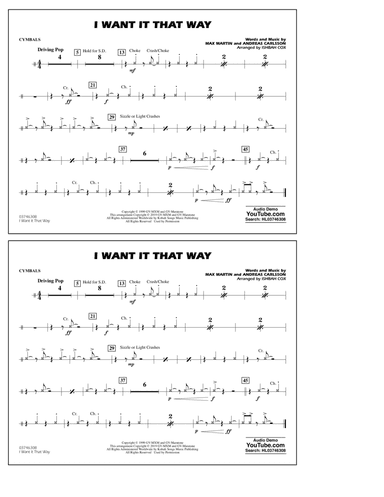 I Want It That Way (arr. Ishbah Cox) - Cymbals