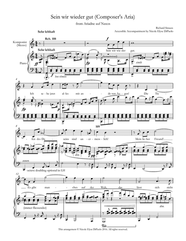 Sein wir wieder gut (Composer's Aria) from Ariadne auf Naxos - Accessible Accompaniments Edition
