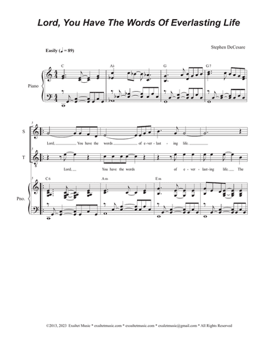 Lord, You Have The Words Of Everlasting Life (2-part choir - (Soprano and Tenor)