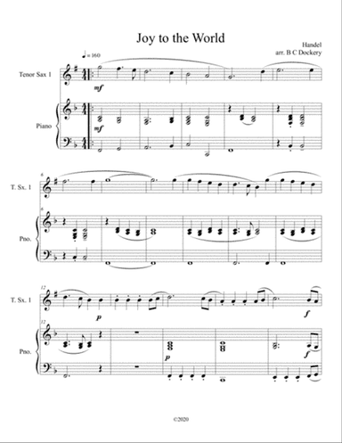 Joy to the World (tenor sax solo) with optional piano accompaniment